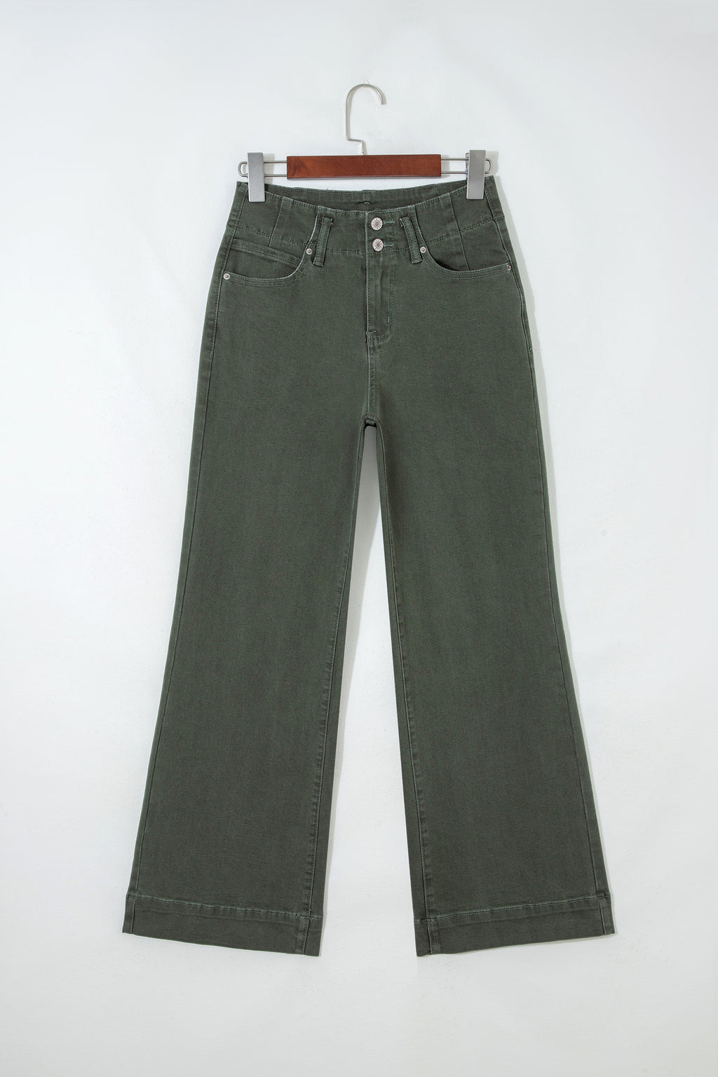 Black 2-Button High Waist Wide Leg Jeans
