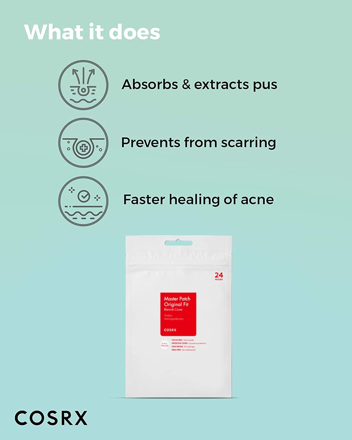 Acne Pimple Patches Absorbing Hydrocolloid Spot, 3 Size (96 Count)