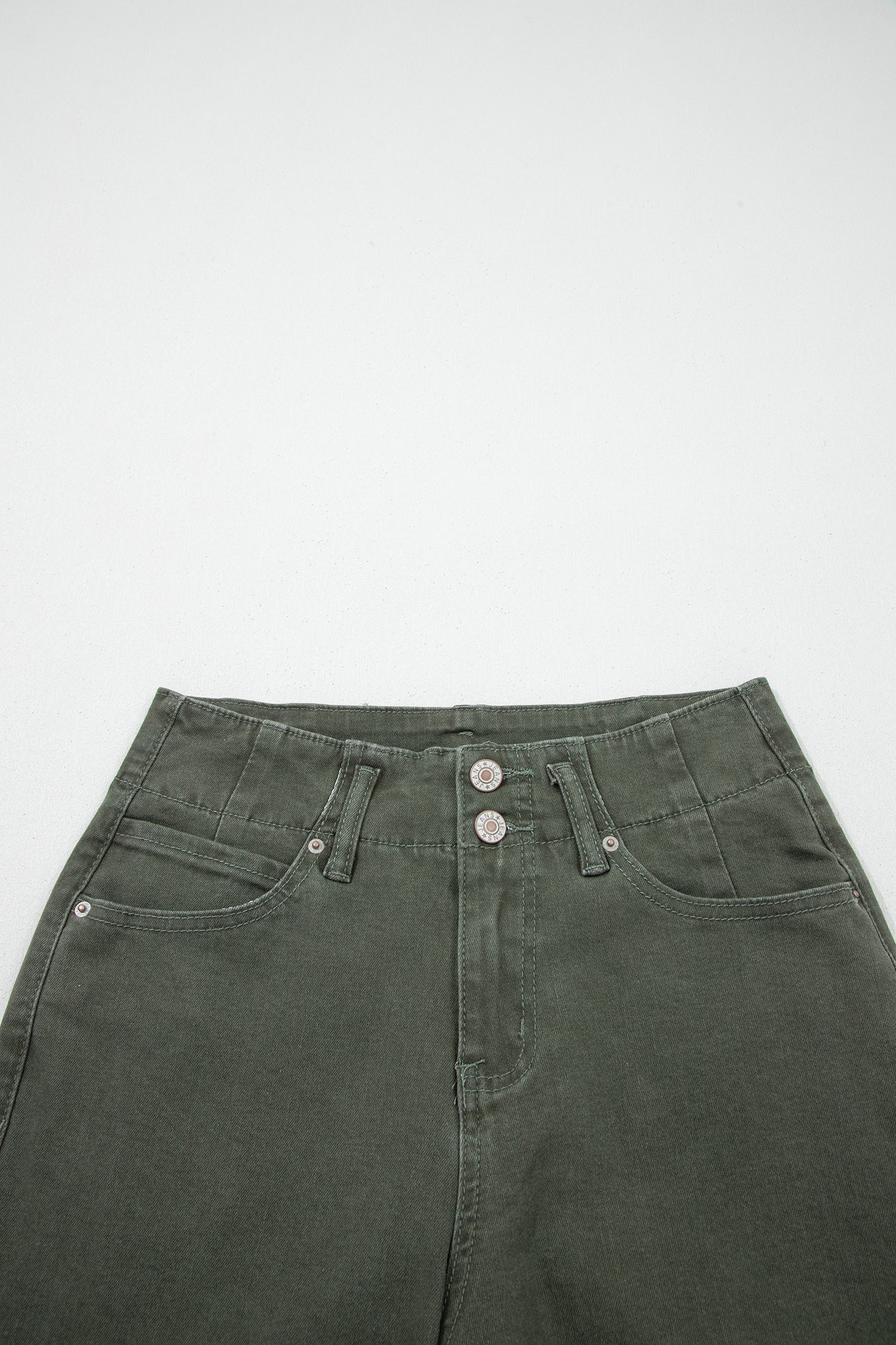 Black 2-Button High Waist Wide Leg Jeans