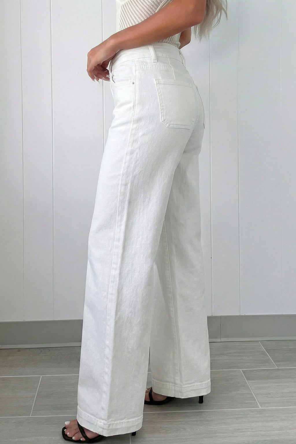 Black 2-Button High Waist Wide Leg Jeans
