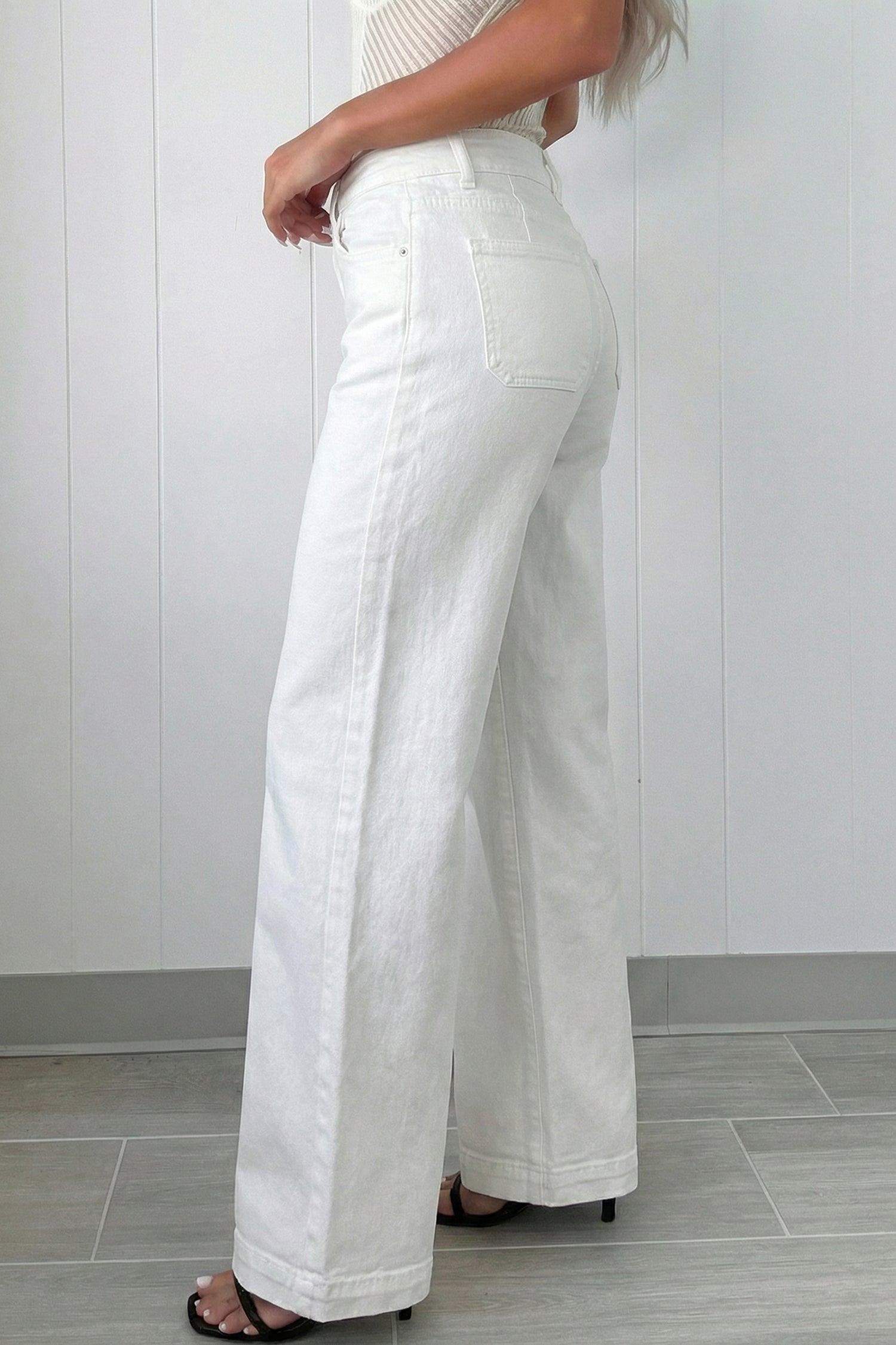 Black 2-Button High Waist Wide Leg Jeans