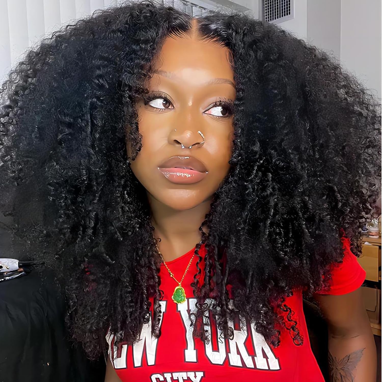 Glueless Wig 7X5 Afro Kinky Curly Lace Front Wigs for Women 22 Inch