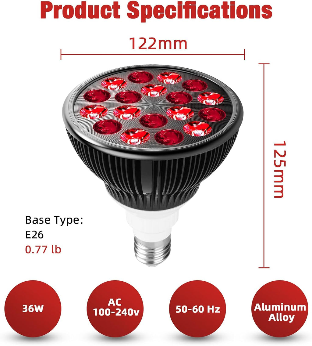 Red Light Therapy Bulb, Red Light Therapy for Body and Face Use, 18 Leds 660Nm Red and 850Nm near Infrared Red Light Therapy Lamp Suitable E26 Socket (Only Bulb)