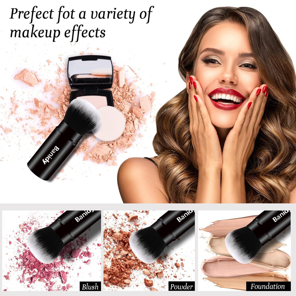 Makeup Brush Kabuki Retractable Travel Face Brushes Portable Blush Brush