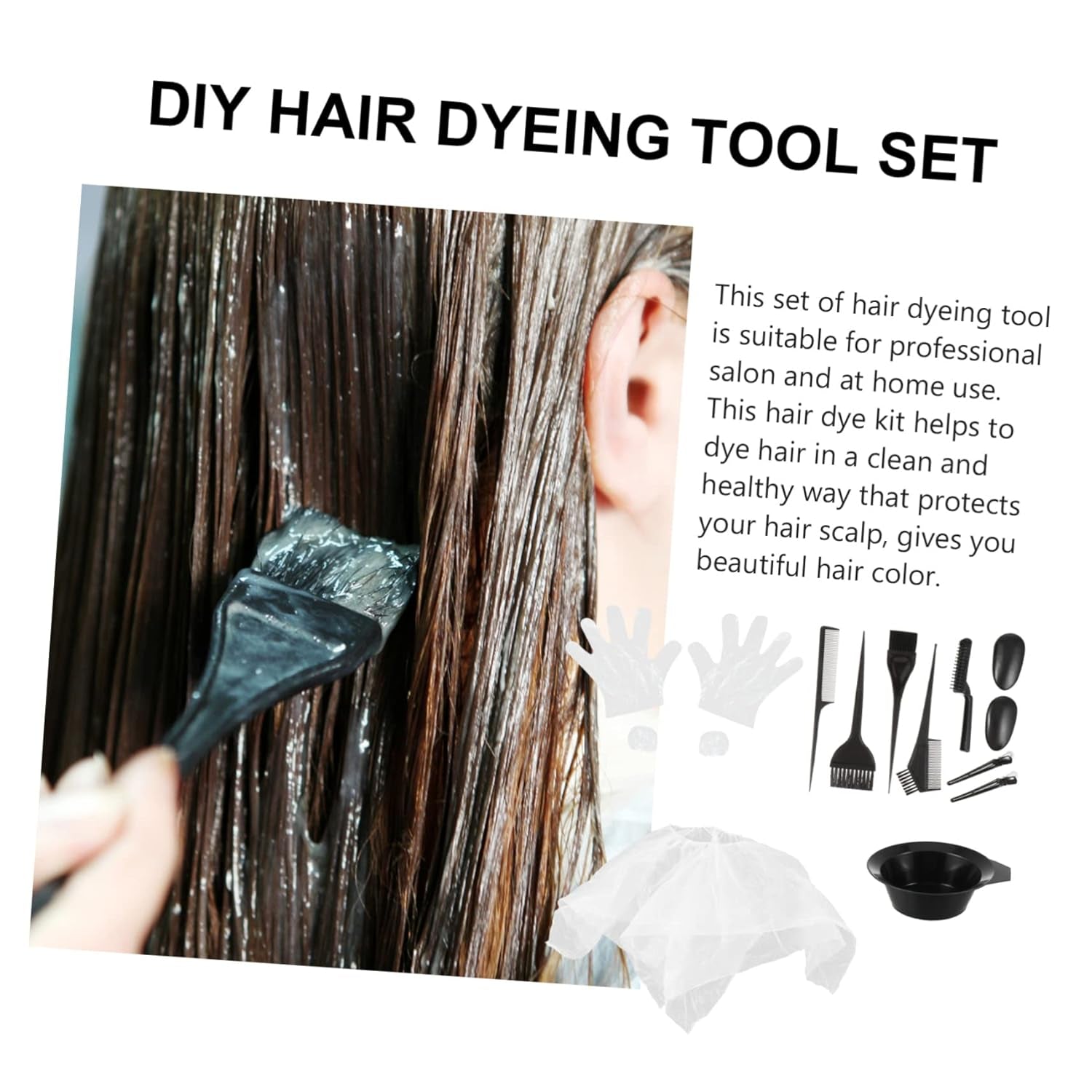 11 Piece Hair Coloring Tool Kit Dye Bowl and Disposable Gloves
