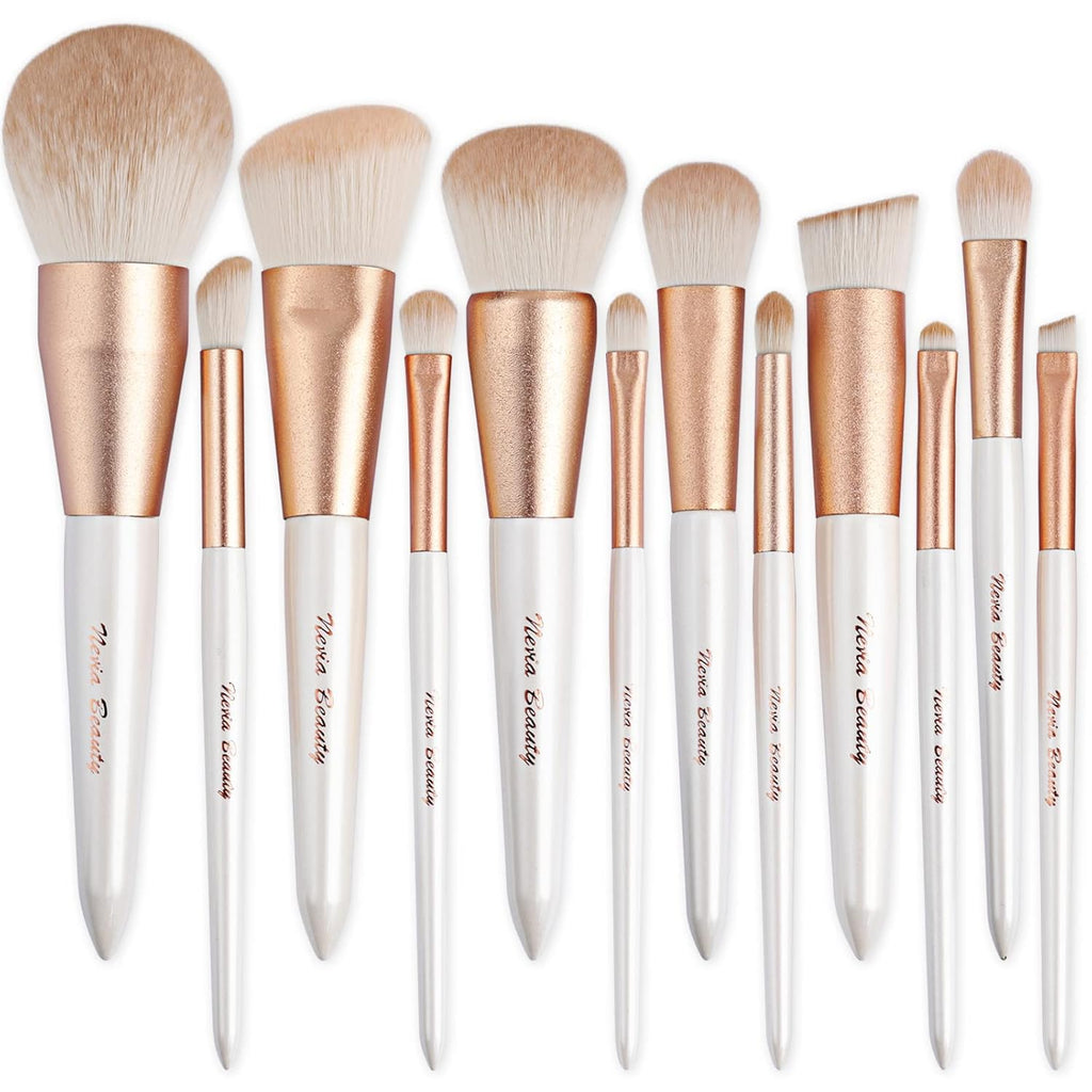 Makeup Brushes Set,  12Pcs Premium Eye Shadow, Eyebrows, Eyeliner, Concealer, Lip Liner，Foundation Makeup Brush White Travel Makeup Set,Cruelty-Free Synthetic Fiber Bristles