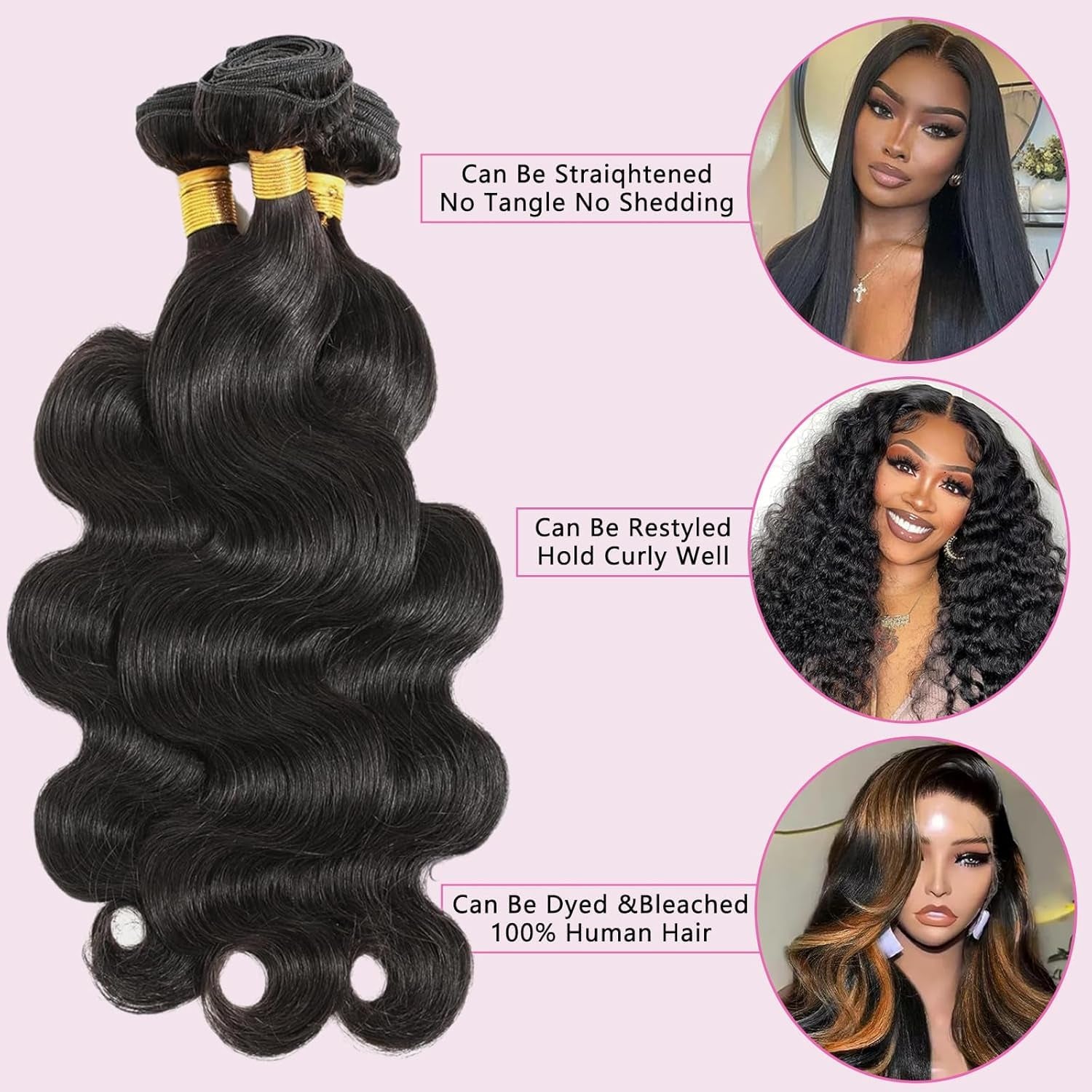 Human Hair Bundles 14 14 16 16 Inch Body Wave Bundles Human Hair