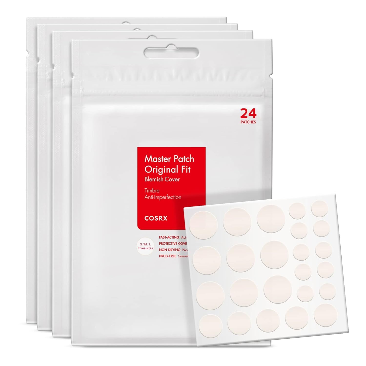 Acne Pimple Patches Absorbing Hydrocolloid Spot, 3 Size (96 Count)