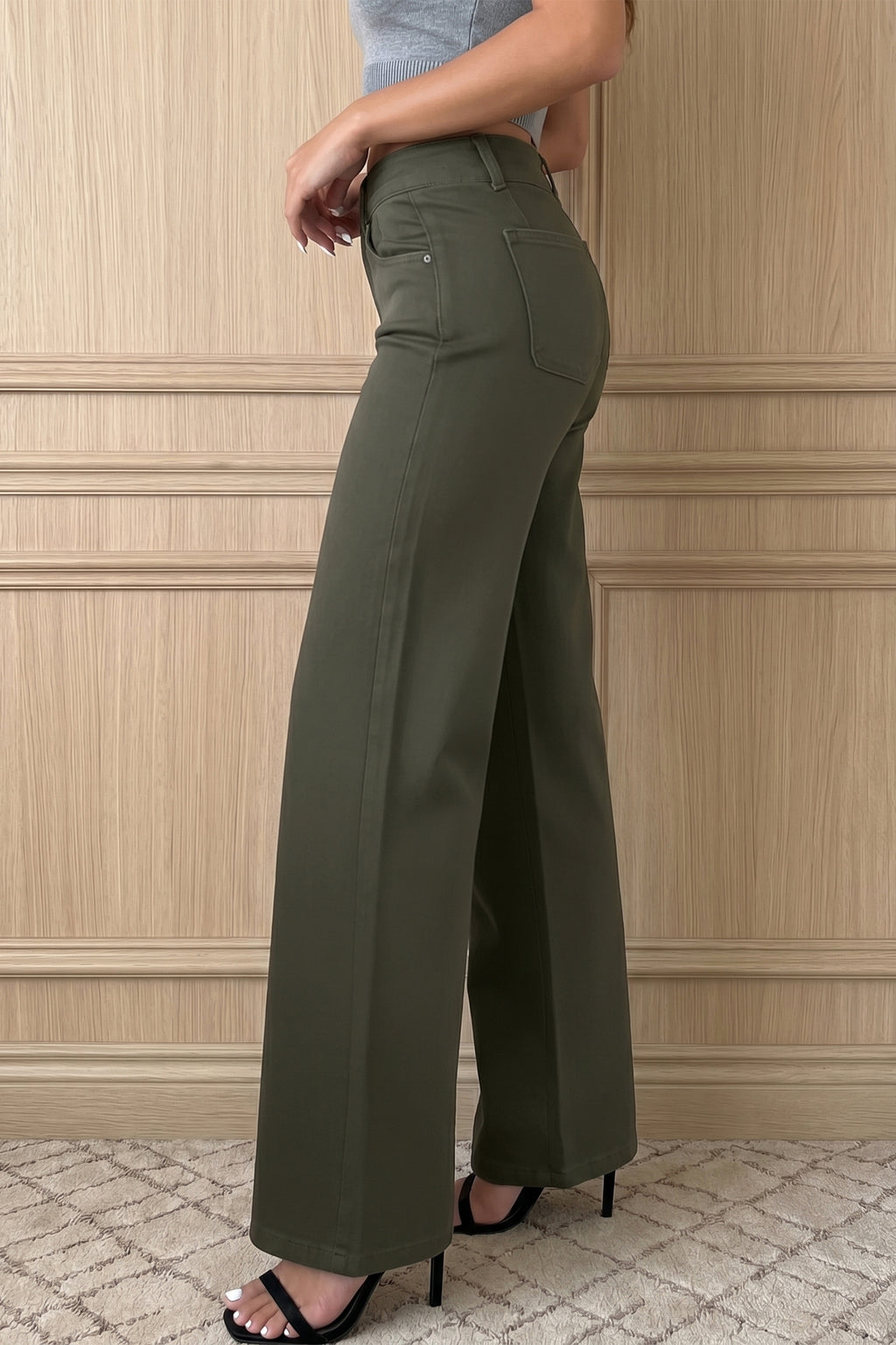 Black 2-Button High Waist Wide Leg Jeans
