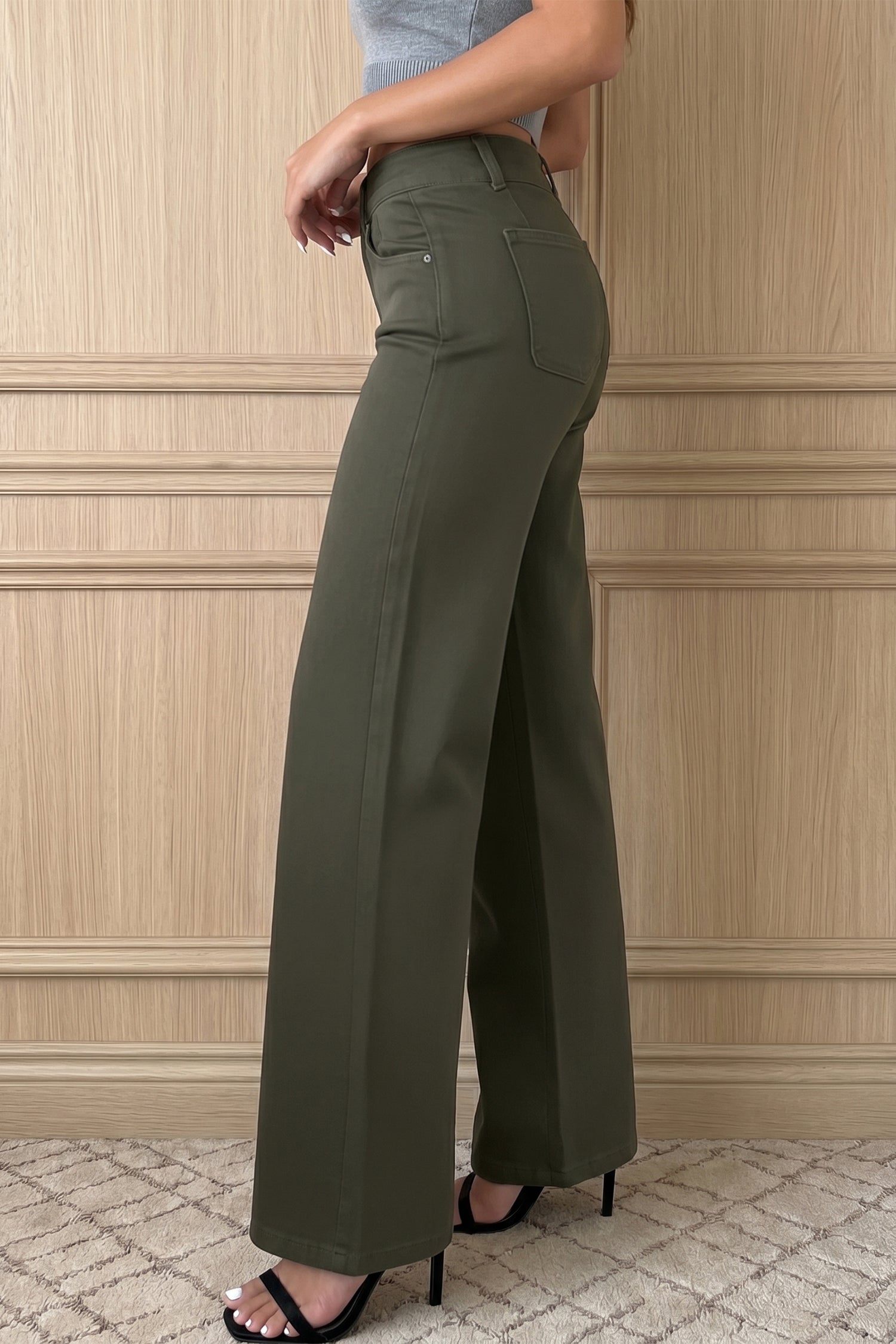 Black 2-Button High Waist Wide Leg Jeans