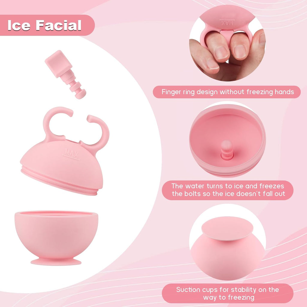 2 Pack Ice Roller for Face, Face Ice Roller for Women Face Neck Body and Eye, Ice Face Roller Tones Skin Eliminates Puffiness Ice for Face Ice Mold (Pink Blue)