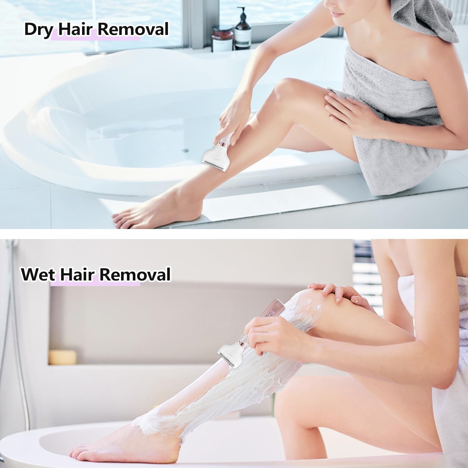 Electric Razor for Women, Bikini Trimmer 5 in 1 Electric Shavers Razors IPX6 Waterproof Wet/Dry Body Shaver for Face Nose Eyebrow Arms Armpit Legs Pubic Area Painless Replaceable Facial Hair Removal