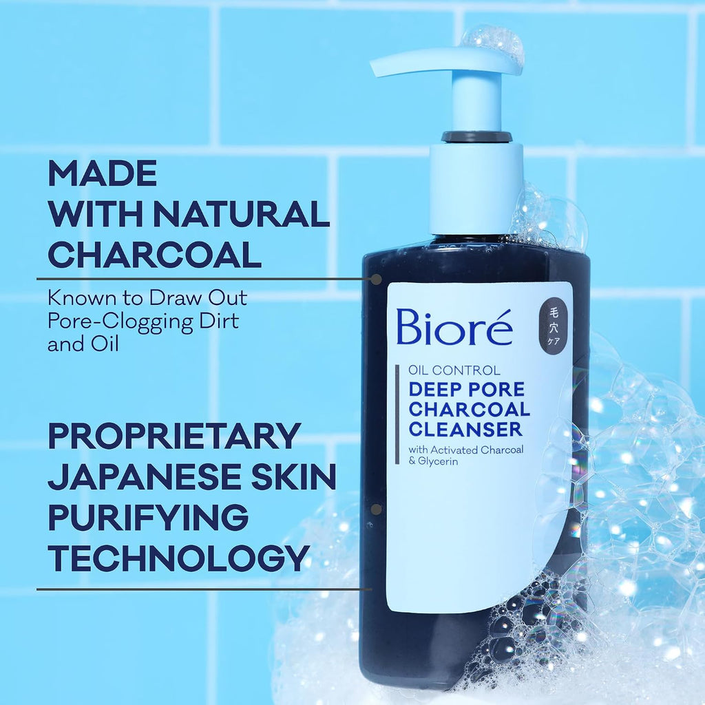Biore Deep Pore Charcoal Face Wash for Oily Skin, 11.45 Fl Oz
