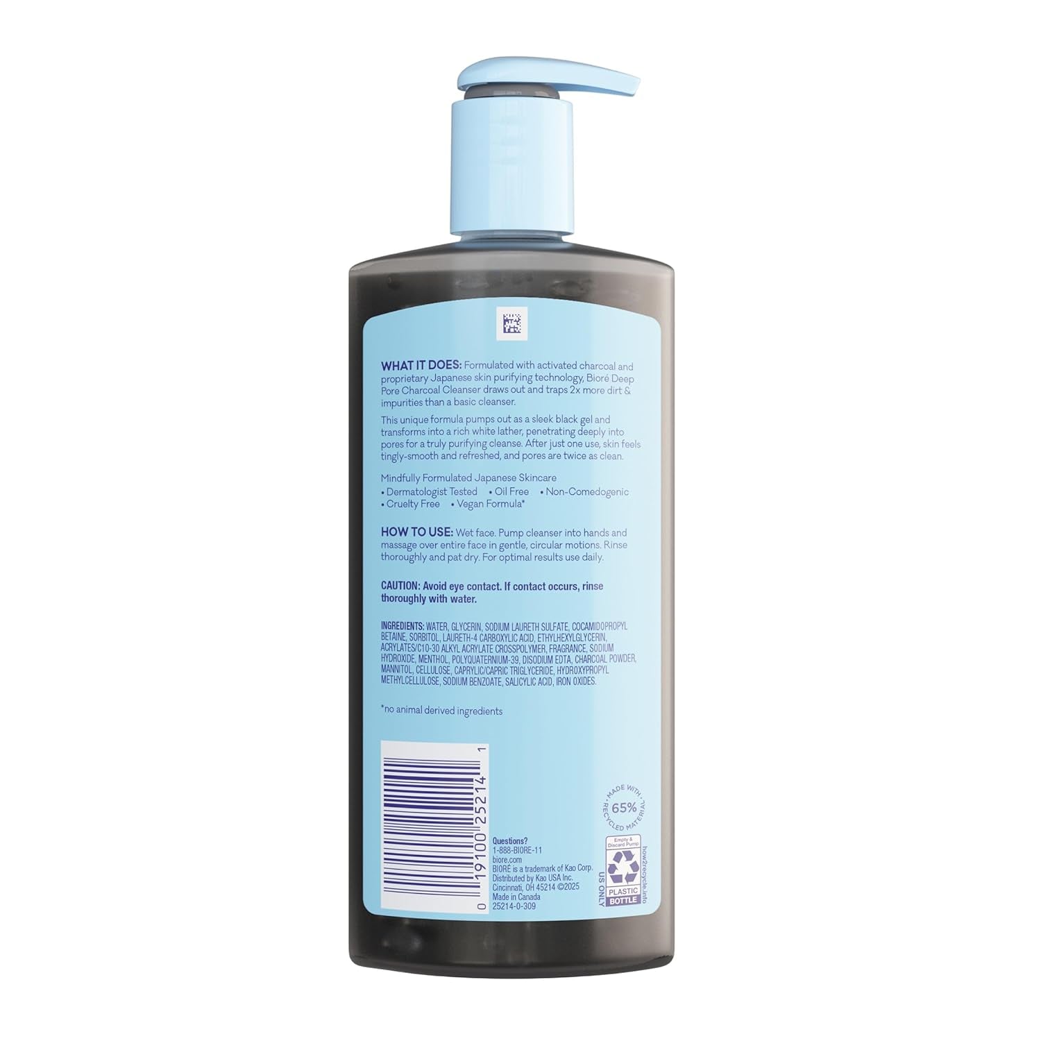Biore Deep Pore Charcoal Face Wash for Oily Skin, 11.45 Fl Oz