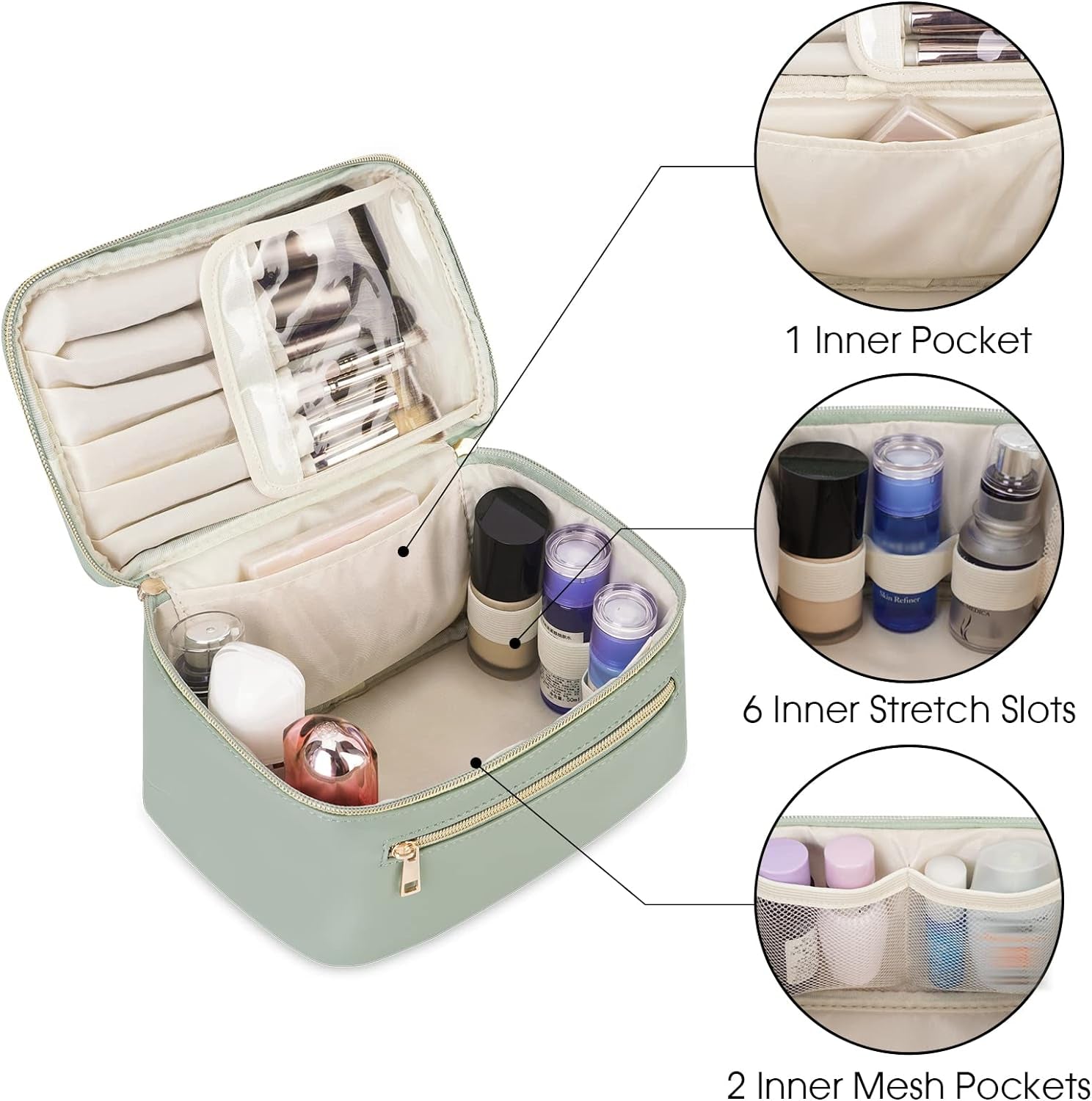 Makeup Bag, Women Travel Make up Vanity Case with Handle
