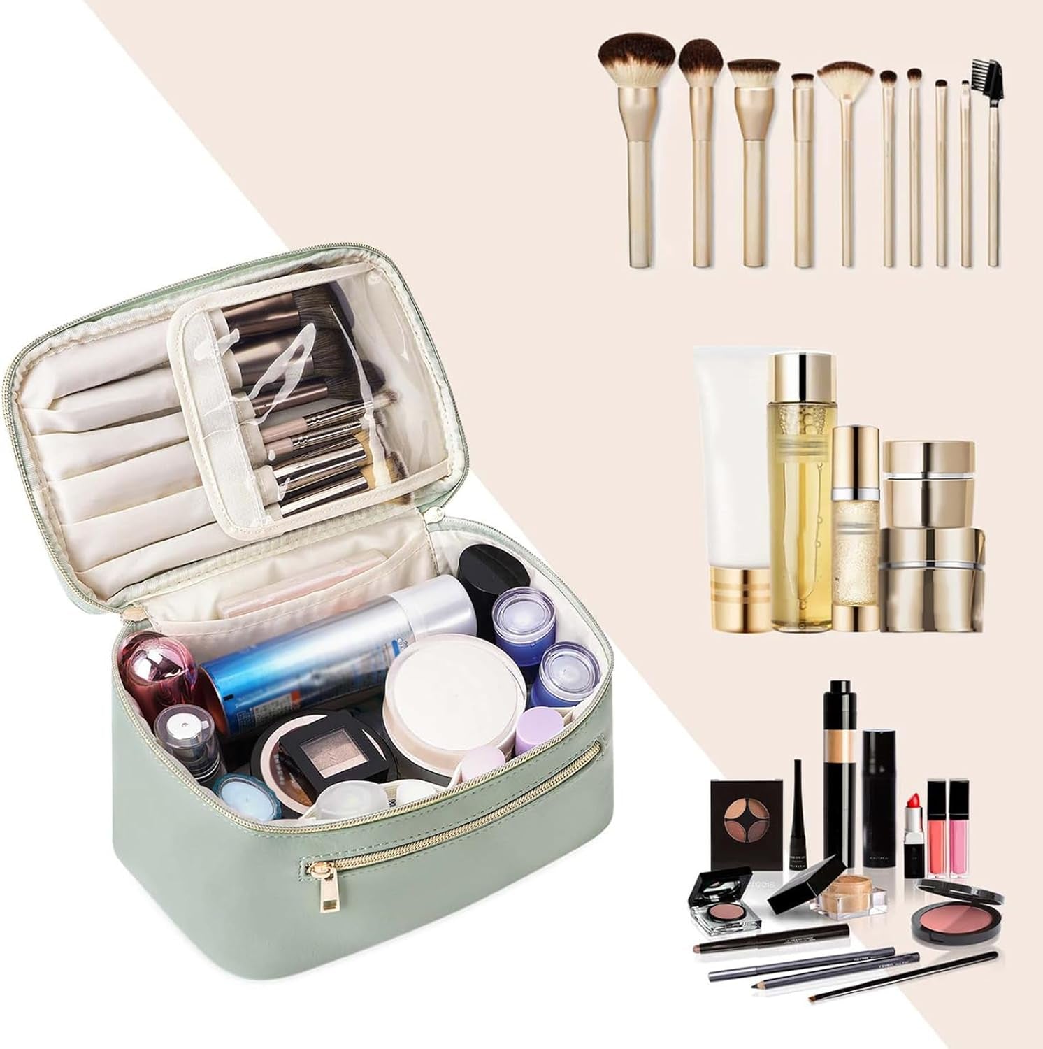 Makeup Bag, Women Travel Make up Vanity Case with Handle