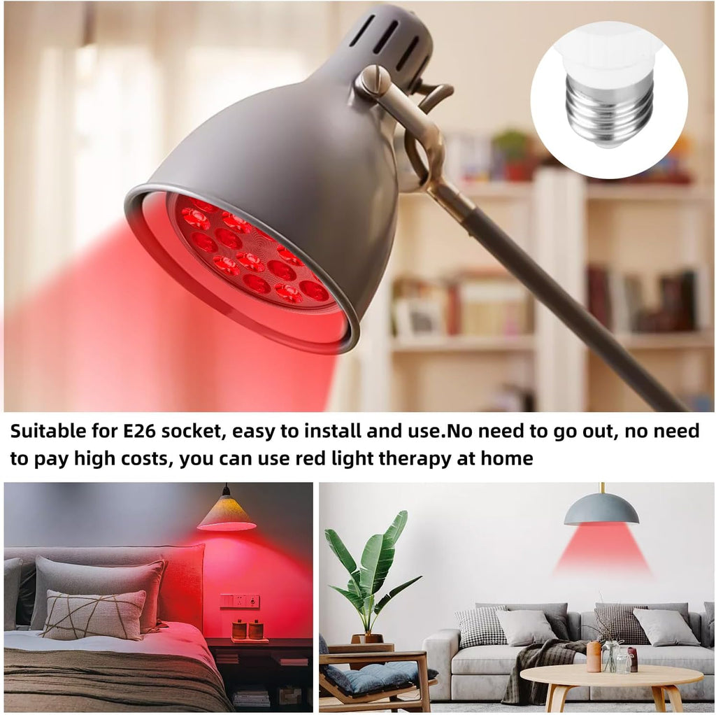 Red Light Therapy Bulb, Red Light Therapy for Body and Face Use, 18 Leds 660Nm Red and 850Nm near Infrared Red Light Therapy Lamp Suitable E26 Socket (Only Bulb)
