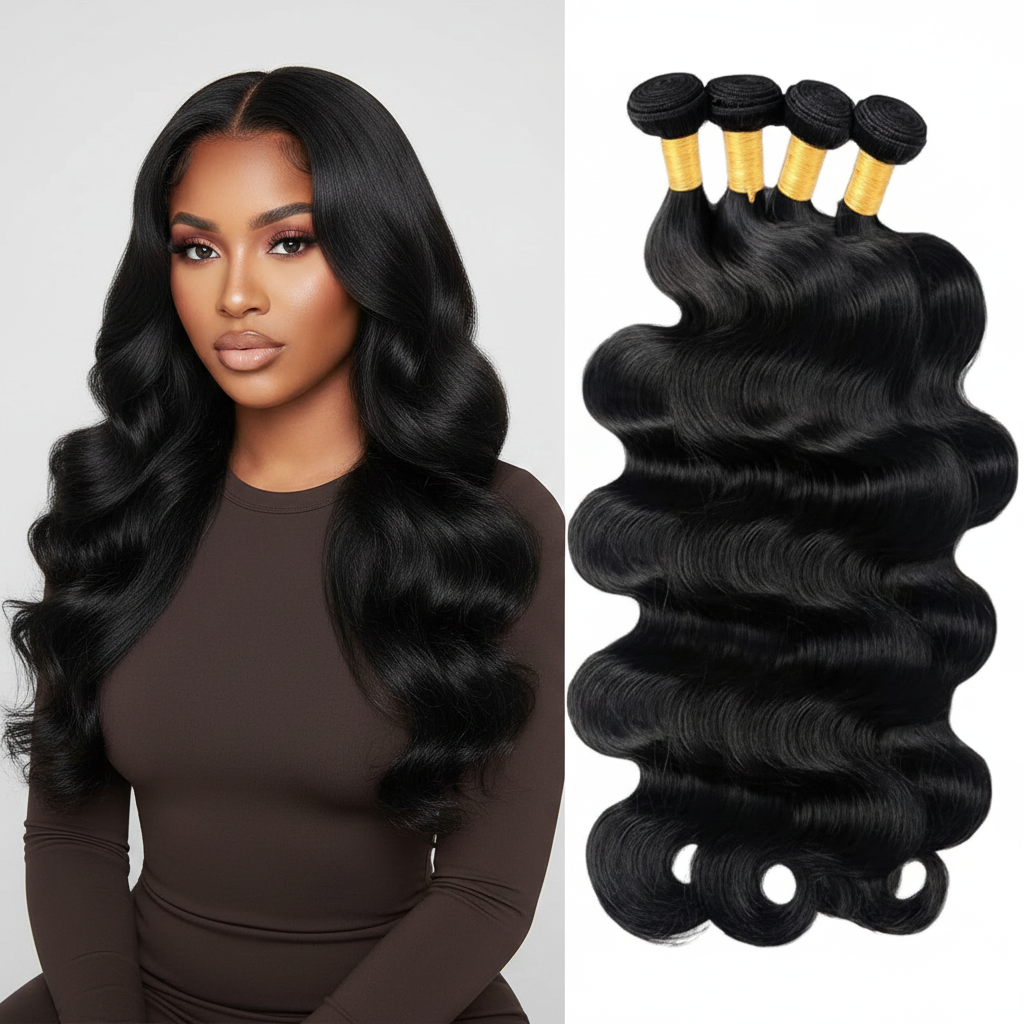 Modelo con mechones body wave